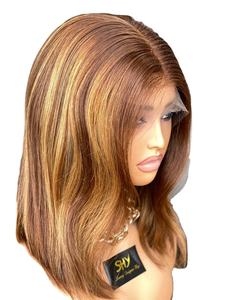 Peluca con malla frontal Hd 13*5 personalizada, cabello humano Marrón, peluca Bob de Color con pelucas de cabello prearrancado, cabello humano brasileño - Product Image 4