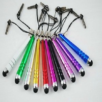 Mini stylet universel capacitif 2 en 1 pour écran tactile de téléphones mobiles intelligents et tablettes avec bouchons anti-poussière