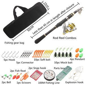 Caña de pescar ultraligera de fibra de carbono Searcher con carrete giratorio, set con 100 m de línea, kit de aparejos de pesca para agua dulce y salada - Product Image 2