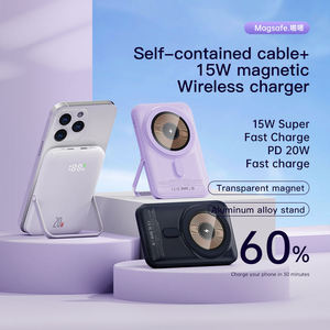 Yüksek kalite 10000mAh Mini manyetik kablosuz taşınabilir şarj cihazı braketi 20W ince şarj 2 in 1 Powerbank iPhone 12 13 14 15 - Product Image 4