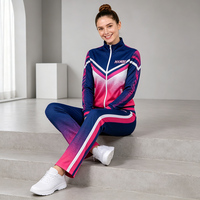 Ensemble de survêtement de cheerleading personnalisé bleu marine et rose dégradé pour filles, avec veste et pantalon Chevron, anti-humidité, OEM