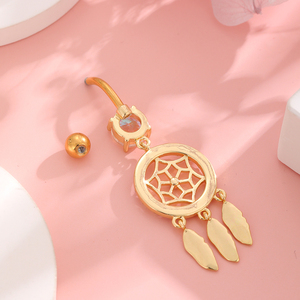 Ensemble 10 anneaux de piercing en zircon <span class=keywords><strong>color</strong></span>é attrape-rêves en acier inoxydable 316L anneau de nombril en or bijoux pour mariage - Product Image 4