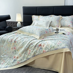 Juego de Edredón de Verano de 4 Piezas, Diseño Floral de Lujo, Estampado 3D, Edredón de Lyocell Reversible, Juego de Ropa de Cama para Dormitorio, Venta al Por Mayor - Product Image 3