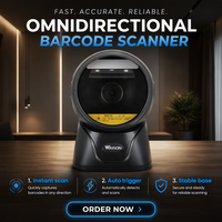 Lecteur de codes QR omnidirectionnel 2D de bureau à détection automatique USB haute vitesse, compatible OEM, en stock