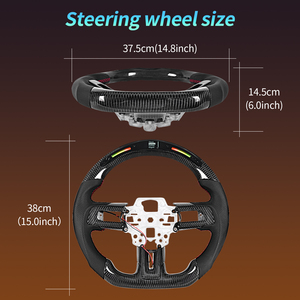 Volant en fibre de carbone à LED à fond plat avec cuir perforé pour EcoBoost/GT/Shelby GT350/GT350R 2018-2023 - Product Image 4
