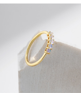 S925 <b>Silver</b> Women's <b>Opal</b> <b>Ring</b> 22K Gold Plated Minimalist Gemstone Prong Setting Everyday versatile perfect Wear - Product Image 4