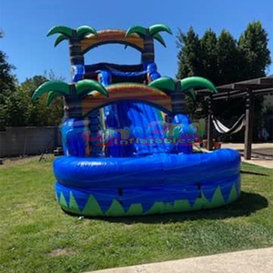 Toboggans adultes commerciaux sautant maison de rebond en plein air palmier <span class=keywords><strong>sec</strong></span> enfants piscines saut château gonflable toboggan gonflable pour <span class=keywords><strong>piscine</strong></span> - Product Image 3