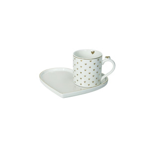 Juego de Taza y Bandeja de Cerámica con Diseño de Corazón, Tete a Tete My Love Stripes, para el Té de la Tarde - Product Image 1