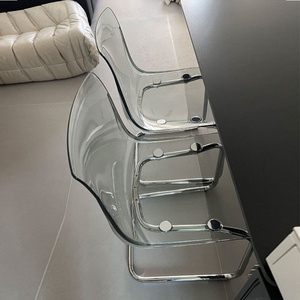 Chaise de salle à manger Tors, style nordique, très tendance, avec dossier transparent en acrylique, design cristallin, mobilier de maison vintage simple pour salle à manger - Product Image 3