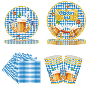 ชุดอุปกรณ์ปาร์ตี้เทศกาล Oktoberfest ของ YOUNIKE ผ้าปูโต๊ะ จาน ถ้วย ผ้าเช็ดปาก ช้อนส้อมแบบใช้แล้วทิ้ง อุปกรณ์จัดงานปาร์ตี้แบบดั้งเดิม - Product Image 2