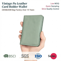 Dompet Kartu Kulit PU Vintage Grosir, Tempat Kartu Bisnis, Tempat Kartu Kredit, Dompet Pendek Vertikal Tipis Ultra Tipis