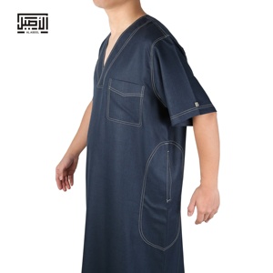 Robe islamique Alaseel à col en V, <span class=keywords><strong>Djellaba</strong></span>, Abaya, Jalabya, Robe ethnique arabe, Jalaba Maxi, Qamis, Vêtement musulman, Jubah, Kaftan de prière - Product Image 6
