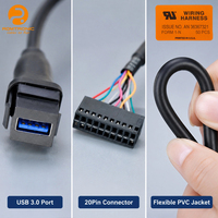 ROMTRONIC OEM USB3.0 IPX4 Conector Hembra Impermeable de 16 Pines, Bloque de Terminales, Arnés de Cableado, Cobre OFC, PVC, 300mm, Control Industrial