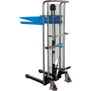Lève-charge Fervi avec plateforme et fourches, capacité 600 kg, équipement de levage hydraulique manuel pour la manutention en atelier - Product Image 1