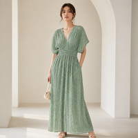 Tissu Jacquard Crêpe Ondulé 95% Polyester 5% Spandex Extensible Froissé Anti-Plis pour Robe, Blouse et Vêtements Femme