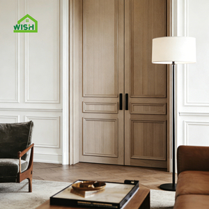 <span class=keywords><strong>Porte</strong></span> d'entrée double en bois pour villa, design moderne luxueux, arquée, avec surface finie et construction à âme pleine - Product Image 3