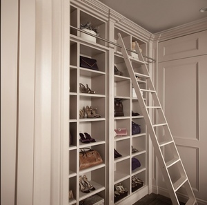 Sistema de Vestidor de Lujo en Color Blanco Crema, Moderno y Clásico, <span class=keywords><strong>Armario</strong></span> Grande Personalizado para Dormitorio con Isla y <span class=keywords><strong>Escalera</strong></span> Rodante - Product Image 4