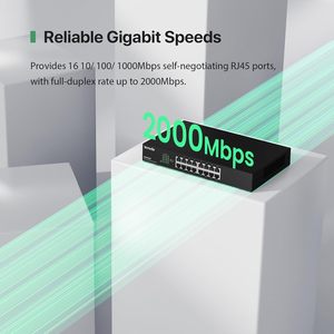 <span class=keywords><strong>Tenda</strong></span> TEG1016D มินิสวิตช์กิกะบิต16พอร์ตสวิตช์อีเธอร์เน็ตแร็คเมาท์สวิตช์อีเธอร์เน็ตปลั๊กแอนด์เพลย์สวิตช์เครือข่ายไร้พัดลม & ดีไซน์โลหะ - Product Image 4