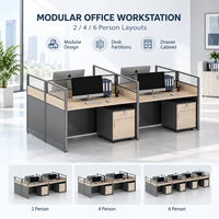 Poste de travail modulaire en L pour 2, 4 ou 6 personnes, bureaux de personnel, bureaux informatiques pour usage commercial moderne