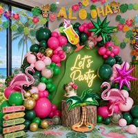 Kit d'arche de ballons flamants roses tropicaux avec ballons étoiles en aluminium pour fête d'anniversaire estivale à la plage