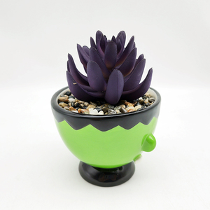 Jardín Sala de estar Decoración de mesa Plantas artificiales Suculentas Maceta Linda Cerámica Zombie 3D Maceta - Product Image 3