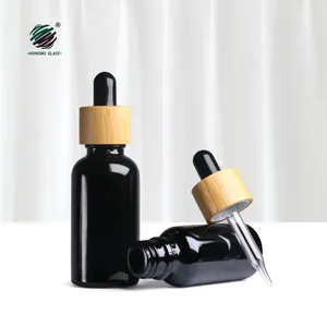 Factory Custom 10ml 15ml 20ml 30ml 50ml 100ml Bright Glossy Black Essential Oil Glass Bottle Dropper Bottle For Skincare Serum