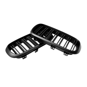 Pour <span class=keywords><strong>BMW</strong></span> <span class=keywords><strong>F15</strong></span> F16 <span class=keywords><strong>X5</strong></span> X6 F85 F86 2014-2018 <span class=keywords><strong>Calandre</strong></span> de pare-chocs avant double lamelles noire brillante style racing - Product Image 3