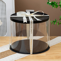 Promotion Design simple et élégant élégant rond noir grandes boîtes d'emballage de gâteau