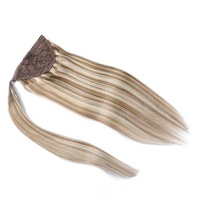 Extensions capillaires 100% naturelles Remy à enrouler, queue de cheval, cheveux humains, cordon de serrage