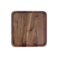Plateau de service carré en bois de noyer sud-américain, poli, fait main, durable, écologique, classique, pour le petit-déjeuner, les plats et les collations