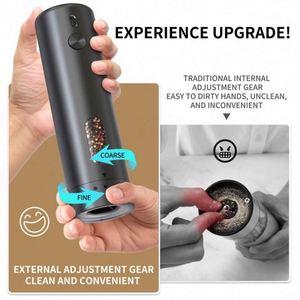 New USB Salt and <b>Pepper</b> <b>Grinder</b> With Storage Base External Adjuster Setting Spice <b>Grinder</b> - Product Image 3