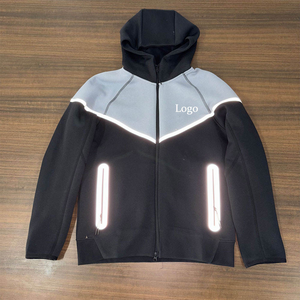 Ensemble sweat-shirt à capuche pour homme, couleur unie, en tissu éponge français, sweat-shirt zippé avec logo, vêtements respirants pour l'automne - Product Image 5