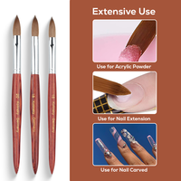 Hechunzi Round Nail Art Pen Brushes 7 Pièces Set 100% Kolinsky Hair Manche en bois Taille 8 10 12 14 16 18 20 Kolinsky Brush