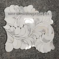 Mosaïque de marbre blanc Thassos à motif de feuilles modernes 1212 polie pour la décoration de pièces et les villas