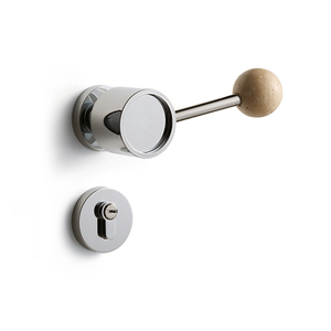 Serrure de porte intérieure moderne vintage BAGB en argent avec bouton en pierre de travertin, poignée de chambre à coucher silencieuse à aimant - Product Image 4