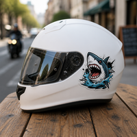 Autocollants personnalisés requin dessin animé, imperméables, autocollants en vinyle découpés, requin en colère, autocollant logo personnalisé pour casque et skateboard