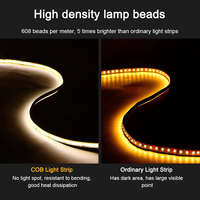 Lampu Strip LED DC 24V 2700K-6500K Dapat Disesuaikan Warna Ganda COB LED Strip 608LEDs/m 5MM Tipis untuk Kabinet Lampu LED Dekoratif Dalam Ruangan
