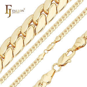 54110192 להתאמה אישית 6mm fj fallon תכשיטי אופנה עגולה שרשרת קישור קומפקטי מצופה פליז זהב 14 קארט - Product Image 1