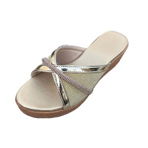 Sandalias de verano versátiles para mujer con tacón de cuña, diseño de diamantes y grano de madera, que aumentan la altura, para exteriores - Product Image 5