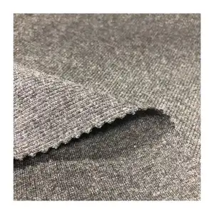 Tela de Punto para Prendas, 57% Algodón, 38% Poliéster, 5% Elastano, Elástica, Gris Oscuro Melange, CVC, Tela de Canalé para Cuellos y Puños de Ropa - Product Image 1