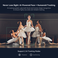 Cámara de Seguimiento Automático con Transmisión en Vivo 4K 20X, Cámara PTZ con IA para Seguimiento Automático, NDI, para Transmisiones en Vivo de Cultos Religiosos, Conferencias y Eventos