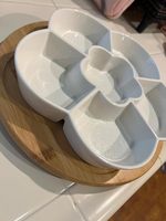 Plateau tournant écologique en bambou de style américain pour servir des amuse-gueules, des chips, des trempettes, des noix, des fruits et des légumes