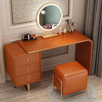 Table de toilette moderne Simple, ensemble de miroir, chaise douce, coiffeuse avec miroir Led