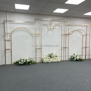 อุปกรณ์ตกแต่งฉากหลังแต่งงานซุ้มโลหะดอกไม้สำหรับพิธีสร้างซุ้มสีทอง - Product Image 1