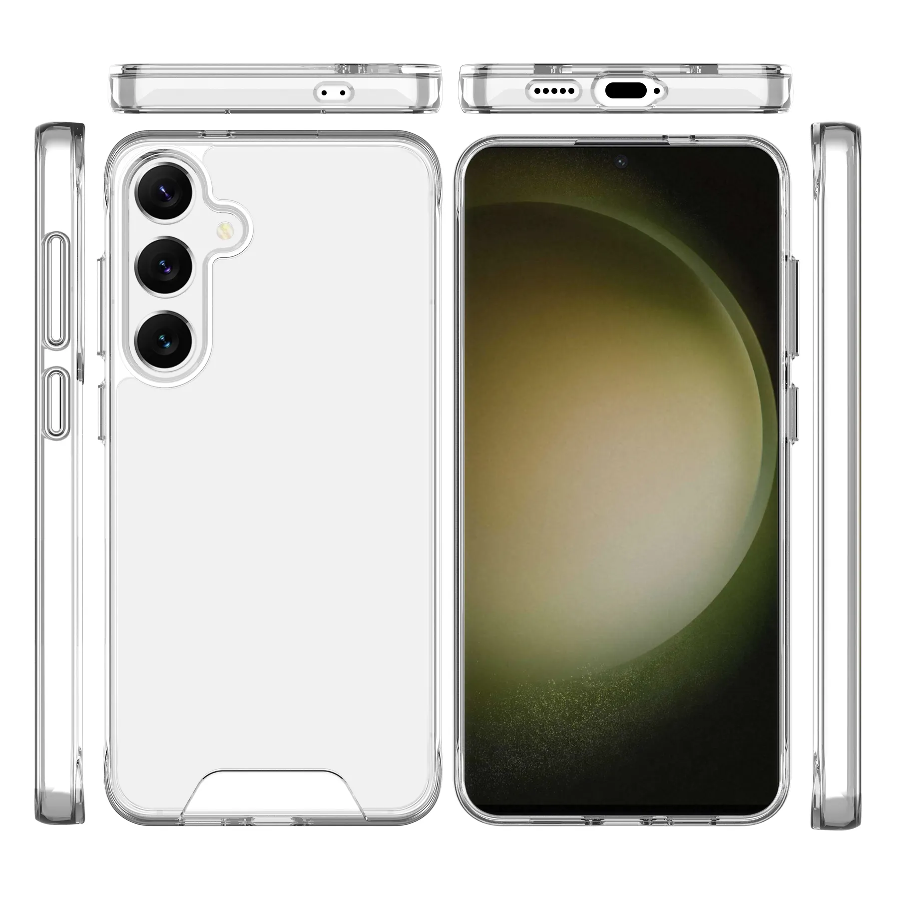 Capa de telefone clara rígida para Samsung Galaxy S24 S23 Plus S22 Ultra S21 FE Híbrido Acrílico TPU Anti-Scratch Shockproof Cover Shell