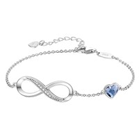 Élégant Bracelet Cœur Infini en Argent Sterling S925, Bijou Fin Romantique avec Pierre Naturelle, Style Coréen, Cadeau, Vente en Gros pour Fêtes