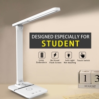 Lampe de bureau électrique simple en ABS avec LED, recharge sans fil, commande tactile, luminosité réglable en continu, pliable, minimaliste, flexible, lampe d'étude 5V