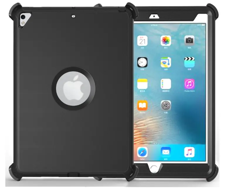 Ağır PC TPU güvenli arka kapak el kayışı ile 360 dönen darbeye dayanıklı çocuklar defender iPad kılıfı 10.5 iPad 10.2 Pro 9.7