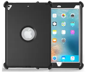 ヘビーデューティーPCTPUセーフバックカバー、ハンドストラップ付き360回転耐衝撃キッズディフェンダーケースforiPad 10.5 iPad 10.2 Pro 9.7