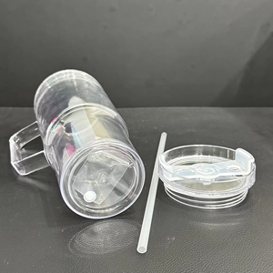 40oz Acrylic Double Wall <b>Reusable</b> BPA-Free Travel Mugs with Lids & <b>Straws</b> for Juice Milk Smoothie Soda with Hole - Product Image 2